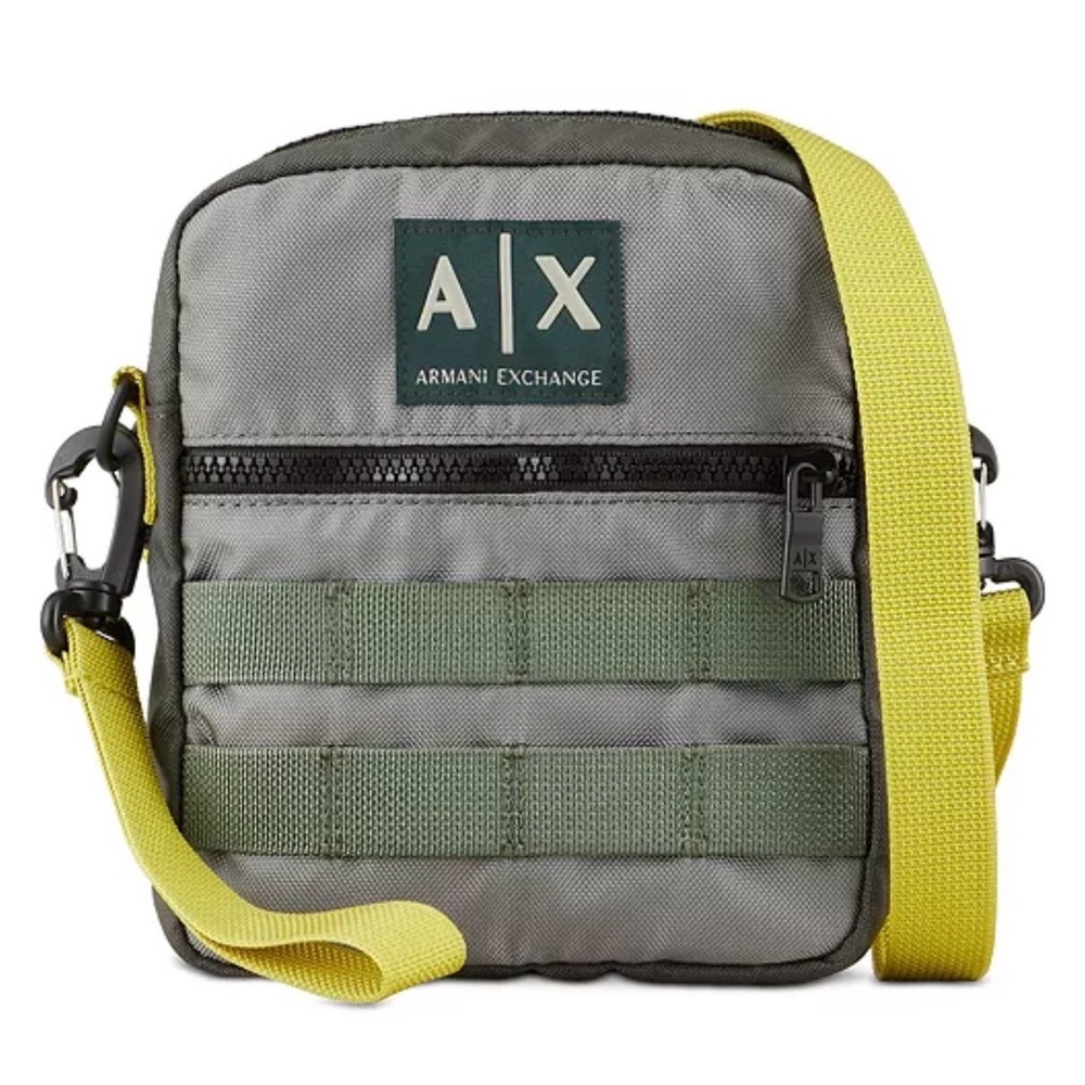Armani Exchange A|X Color-Pieced Nylon Crossbody Messenger Bag Duck Green OS